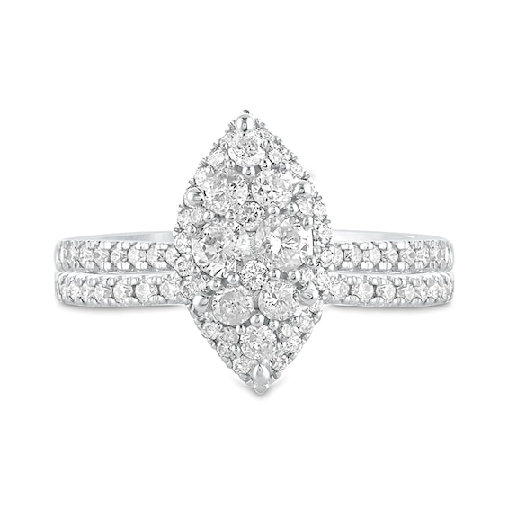 1 CT. T.w. Composite Marquise Diamond Bridal Set in 10K White Gold