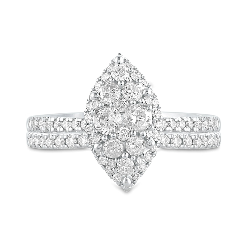 1 CT. T.W. Composite Marquise Diamond Bridal Set in 10K White Gold