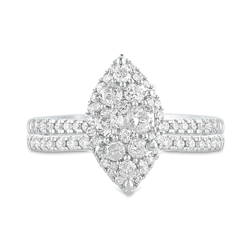 Main Image 3 of 1 CT. T.W. Composite Marquise Diamond Bridal Set in 10K White Gold