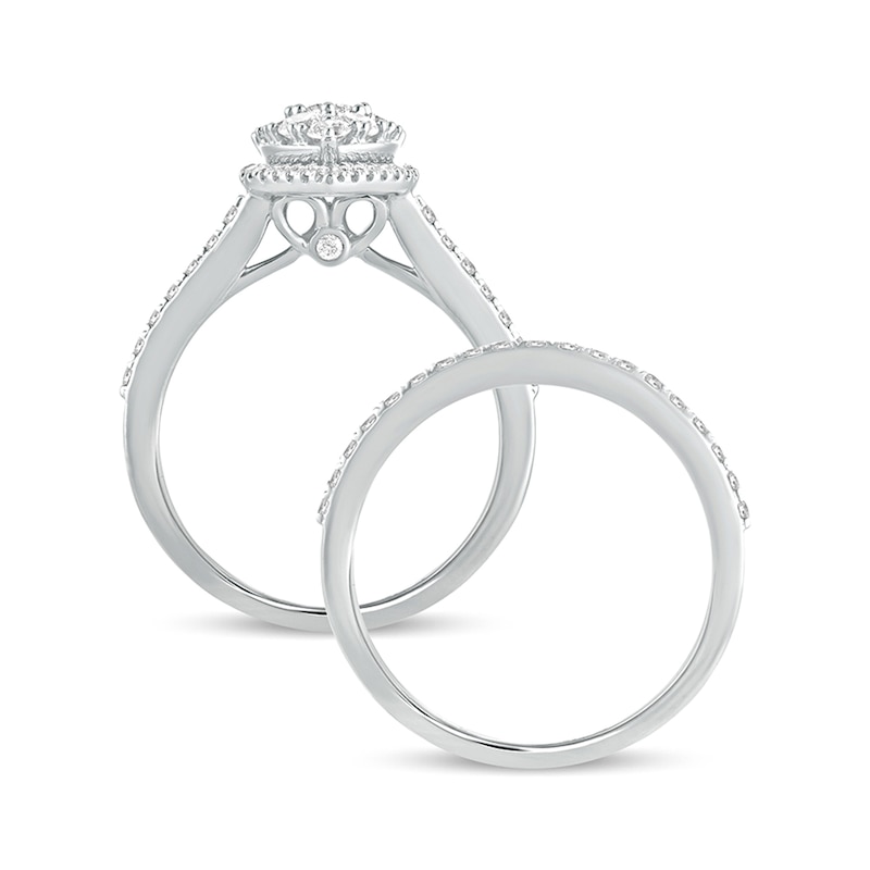 Main Image 4 of 1 CT. T.W. Composite Marquise Diamond Bridal Set in 10K White Gold