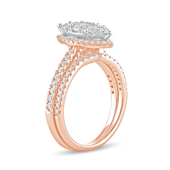 1 CT. T.w. Composite Marquise Diamond Bridal Set in 10K Rose Gold