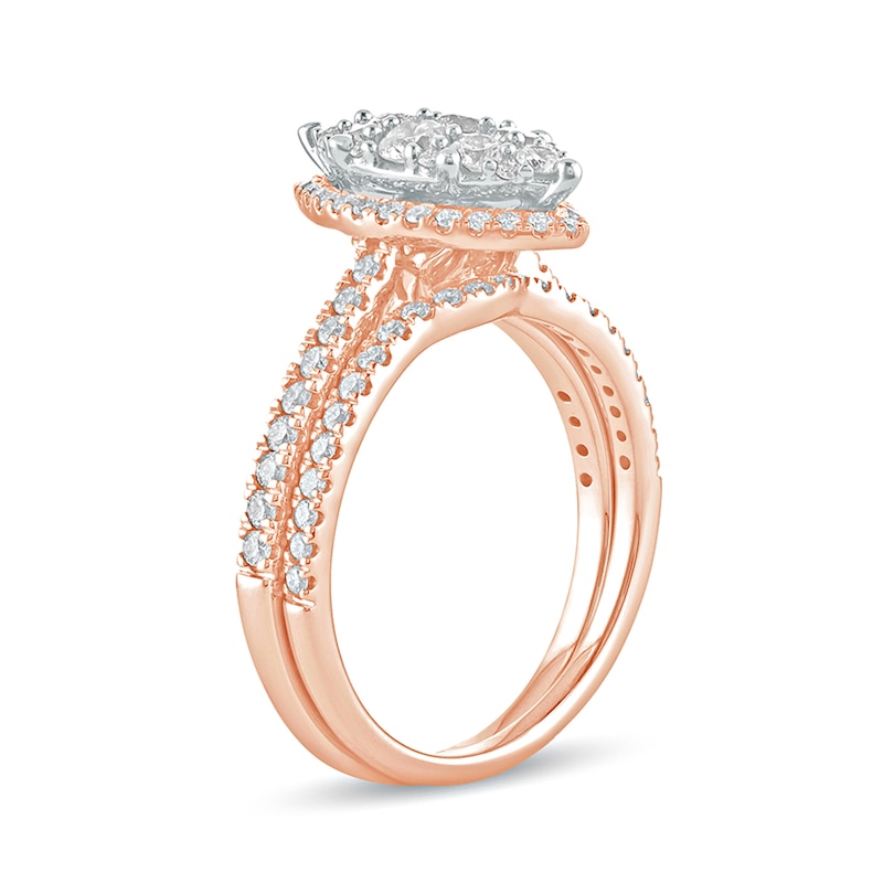 1 CT. T.W. Composite Marquise Diamond Bridal Set in 10K Rose Gold