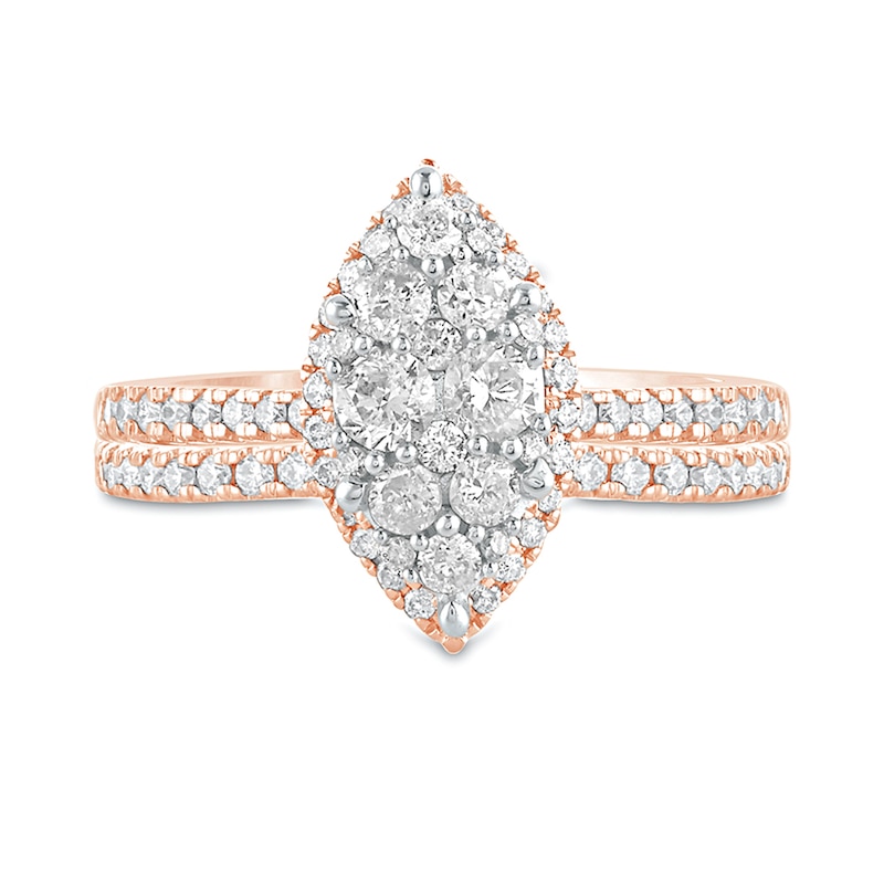 1 CT. T.W. Composite Marquise Diamond Bridal Set in 10K Rose Gold