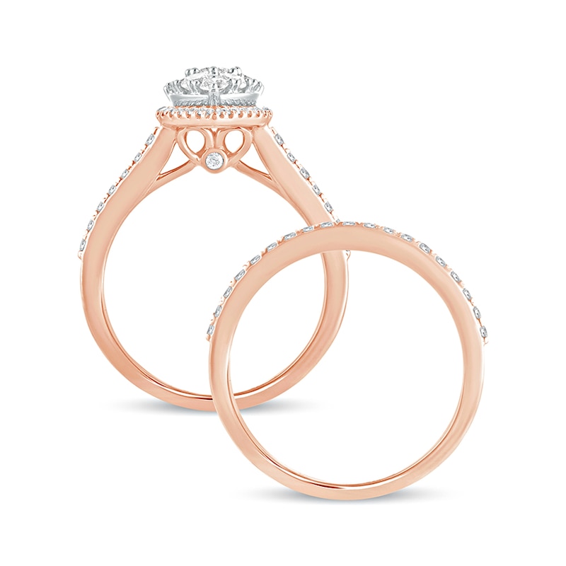 1 CT. T.W. Composite Marquise Diamond Bridal Set in 10K Rose Gold