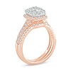 Thumbnail Image 2 of 1 CT. T.W. Composite Diamond Cushion Frame Bridal Set in 10K Rose Gold