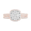 Thumbnail Image 2 of 1 CT. T.W. Composite Diamond Cushion Frame Bridal Set in 10K Rose Gold