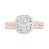 Thumbnail Image 3 of 1 CT. T.W. Composite Diamond Cushion Frame Bridal Set in 10K Rose Gold