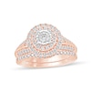 1 CT. T.W. Diamond Double Frame Double Row Bridal Set in 10K Rose Gold