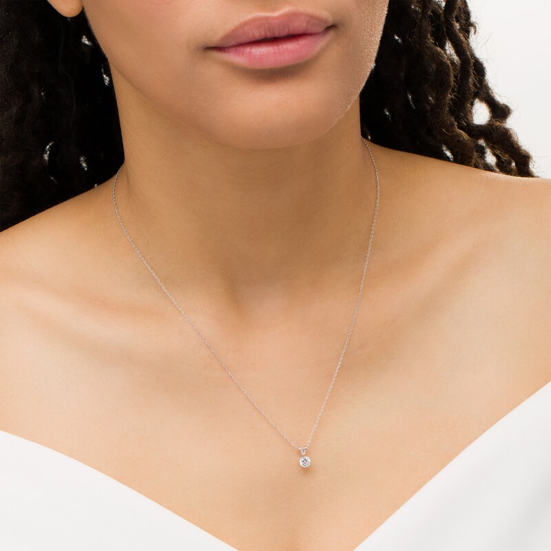 Main Image 2 of 1/3 CT. Diamond Solitaire Pendant in 10K White Gold (I/I2)