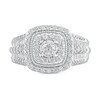 1 CT. T.W. Diamond Cushion Frame Vintage-Style Engagement Ring in 10K White Gold