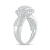 1 CT. T.W. Composite Diamond Cushion Frame Vintage-Style Engagement Ring in 10K White Gold