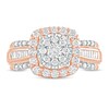 1 CT. T.W. Composite Diamond Cushion Frame Vintage-Style Engagement Ring in 10K Rose Gold