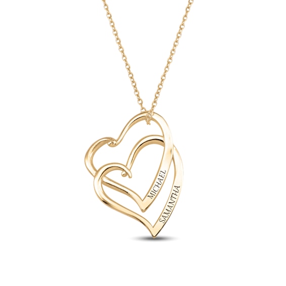 Couple's Engravable Interlocking Double Heart Pendant (2 Names)