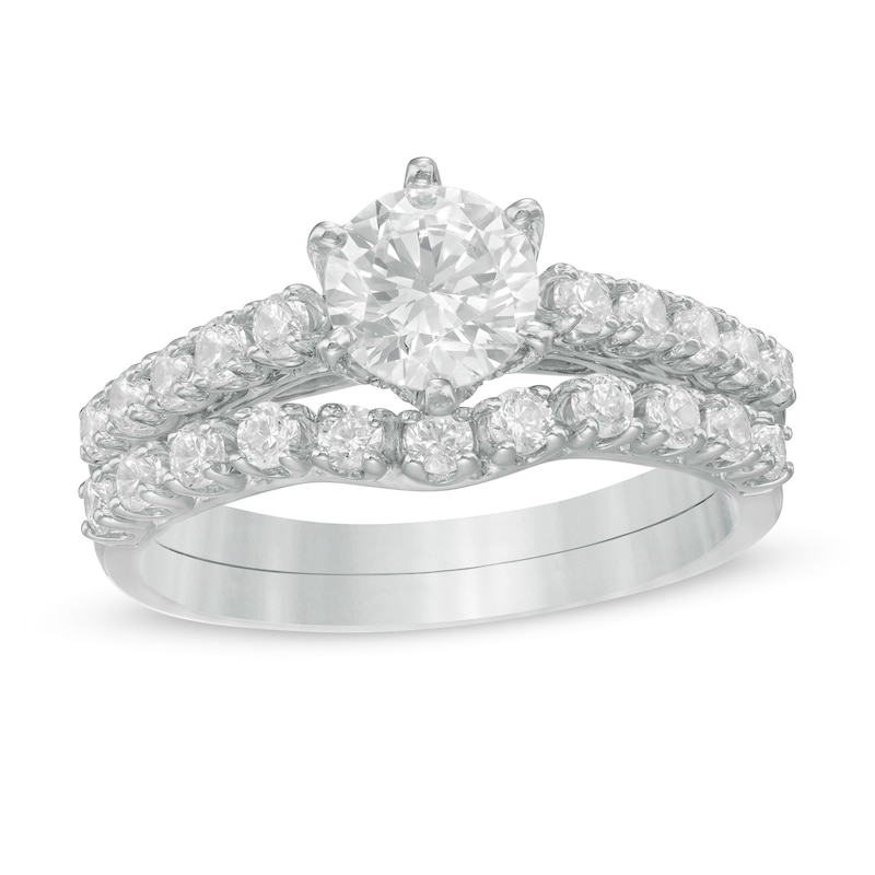 Main Image 1 of 1-1/2 CT. T.W. Diamond Bridal Set in 10K White Gold