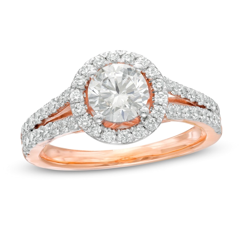 1-1/3 CT. T.W. Diamond Frame Split Shank Engagement Ring in 10K Rose Gold