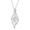 Thumbnail Image 1 of Diamond Accent Three Stone Bypass Flame Pendant in Sterling Silver