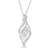 Thumbnail Image 0 of Diamond Accent Three Stone Bypass Flame Pendant in Sterling Silver