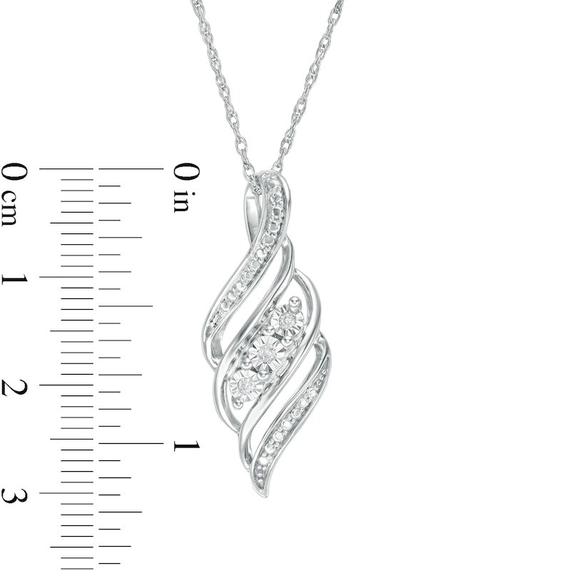 Main Image 3 of Diamond Accent Three Stone Bypass Flame Pendant in Sterling Silver