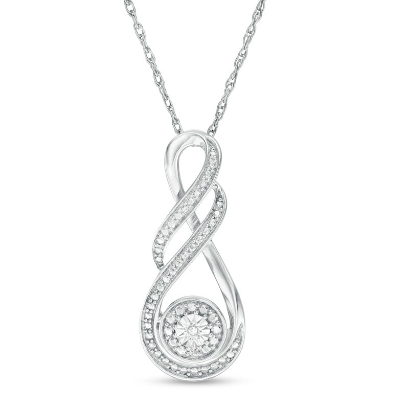 Main Image 1 of Diamond Accent Infinity Flame Pendant in Sterling Silver