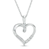 Thumbnail Image 1 of Diamond Accent Ribbon Heart Pendant in Sterling Silver