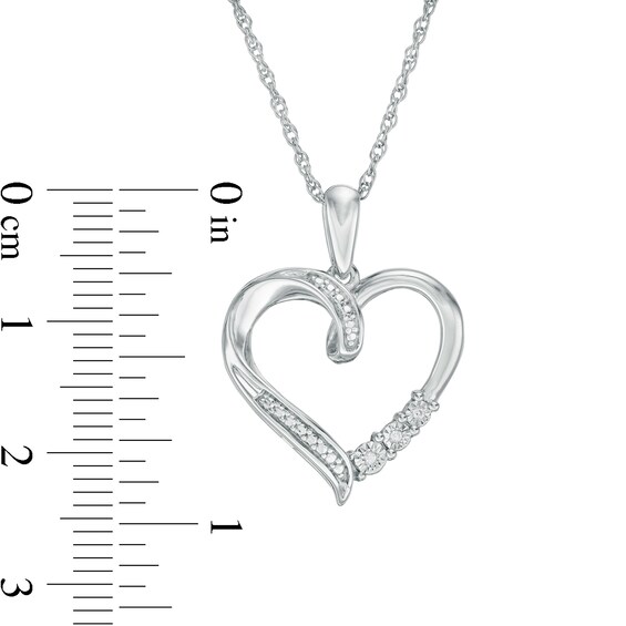 Diamond Accent Ribbon Heart Pendant in Sterling Silver