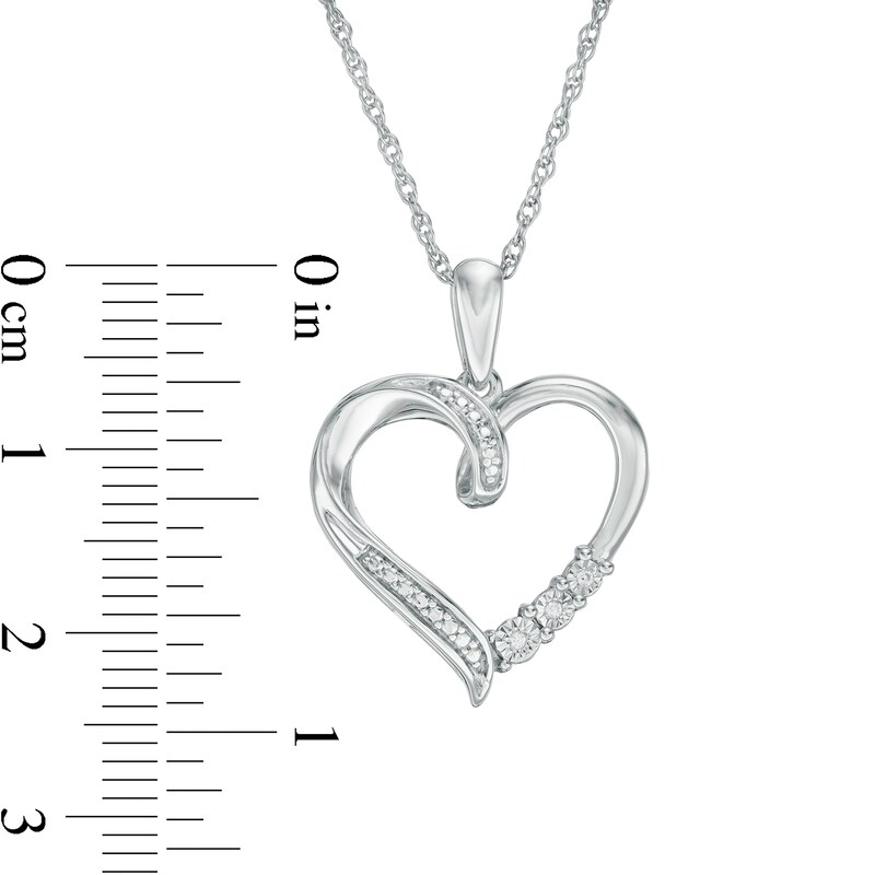 Main Image 3 of Diamond Accent Ribbon Heart Pendant in Sterling Silver