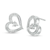 Thumbnail Image 1 of Diamond Accent Tilted Ribbon Heart Stud Earrings in Sterling Silver