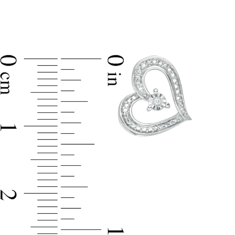 Main Image 3 of Diamond Accent Tilted Ribbon Heart Stud Earrings in Sterling Silver
