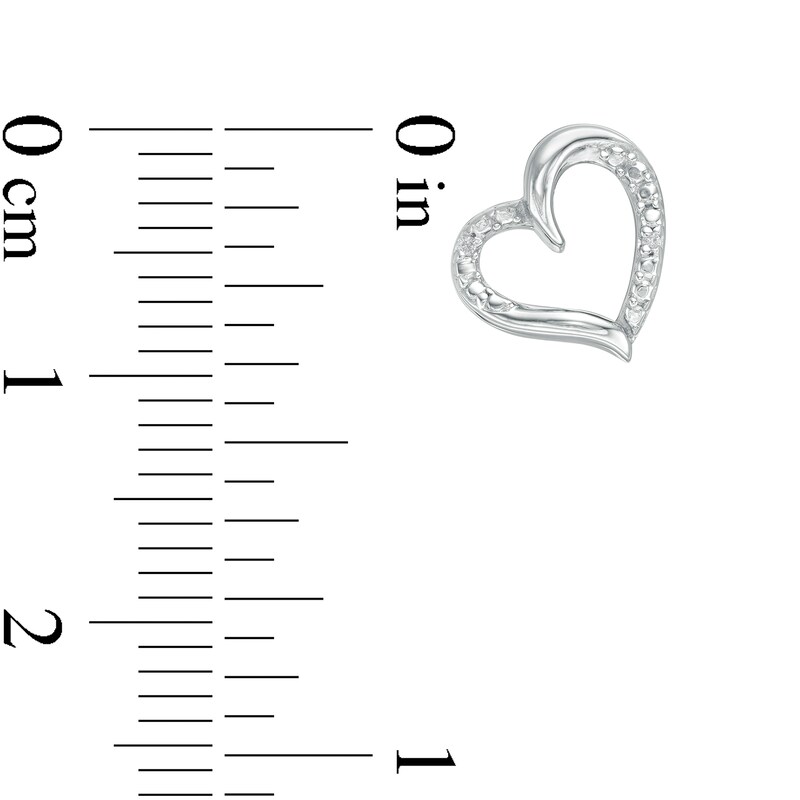 Main Image 3 of Diamond Accent Tilted Heart Stud Earrings in Sterling Silver