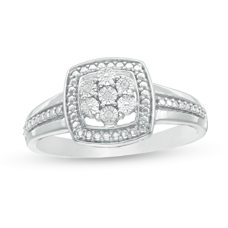 Main Image 1 of Composite Diamond Accent Cushion Frame Ring in Sterling Silver