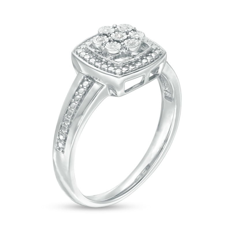 Main Image 3 of Composite Diamond Accent Cushion Frame Ring in Sterling Silver