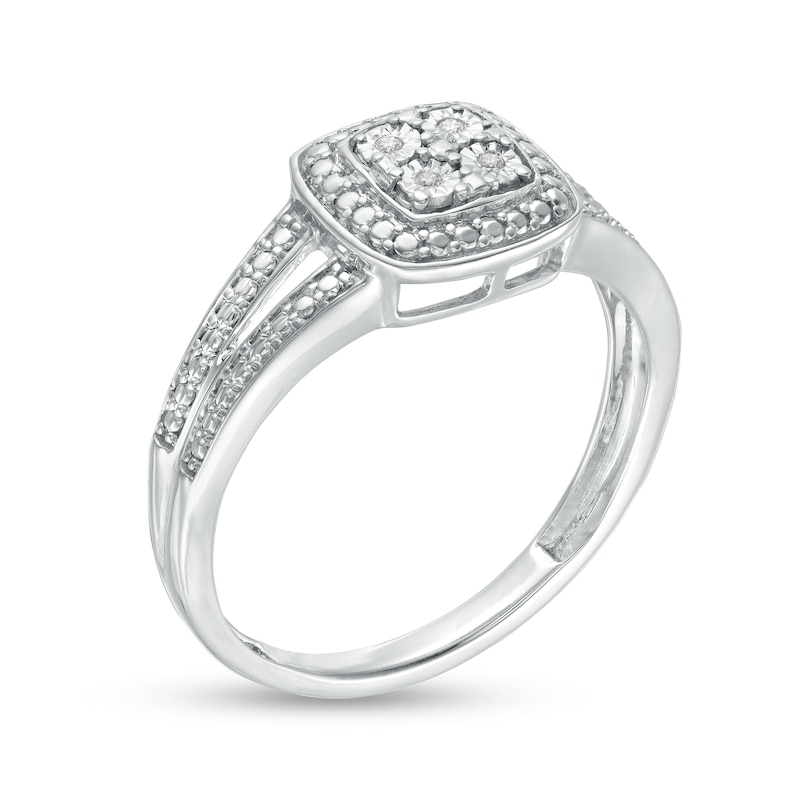 Main Image 3 of Composite Diamond Accent Cushion Frame Split Shank Ring in Sterling Silver