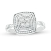 Composite Diamond Accent Bead Cushion Frame Ring in Sterling Silver