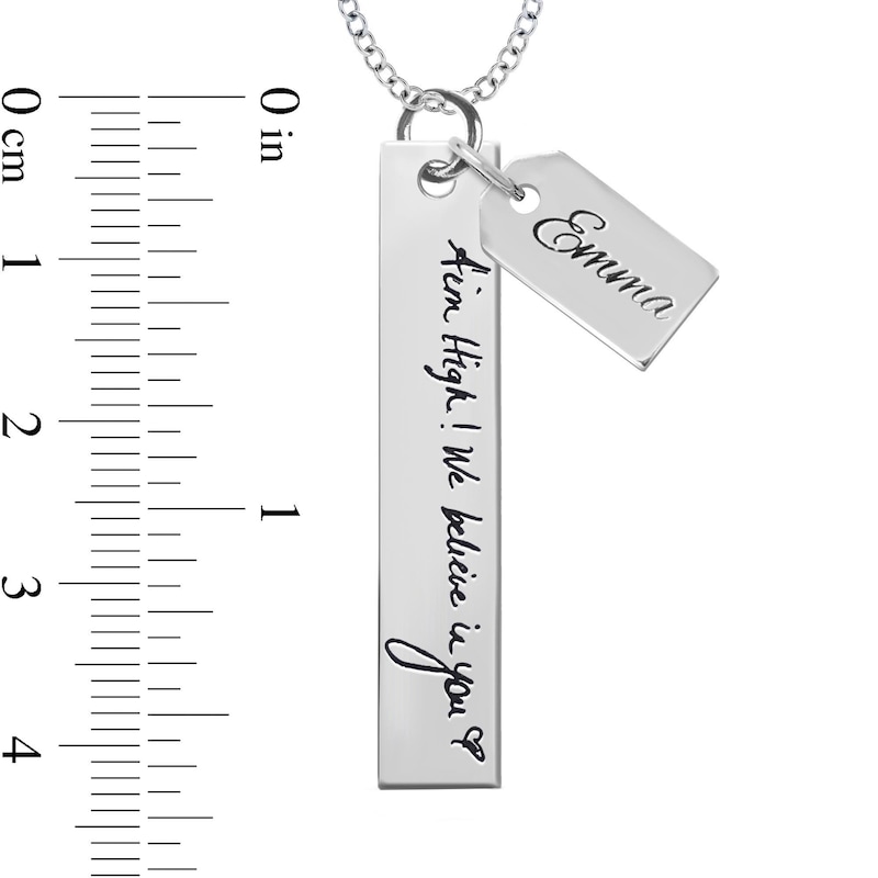 Personalized Monogram Pendant Necklace - Engraved Silver Pendant Gift 18 inch (45 cm)