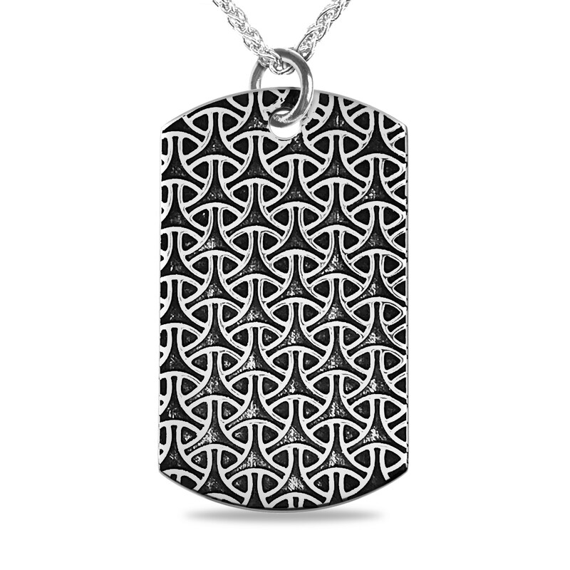 Men's Engravable Geometric Dog Tag Pendant in Sterling Silver (14