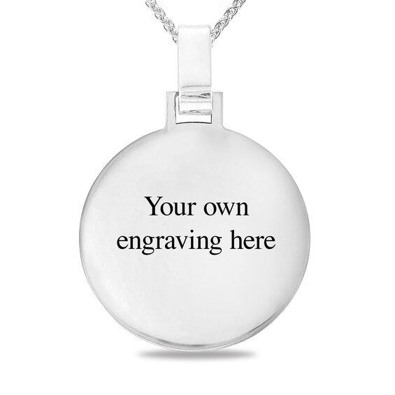 Men's Engravable Compass Disc Pendant in Sterling Silver (1-4 Lines)