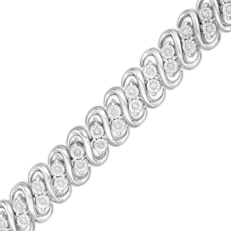 Main Image 1 of 1/4 CT. T.W. Diamond Double Row S-Link Bracelet in Sterling Silver - 7.25"