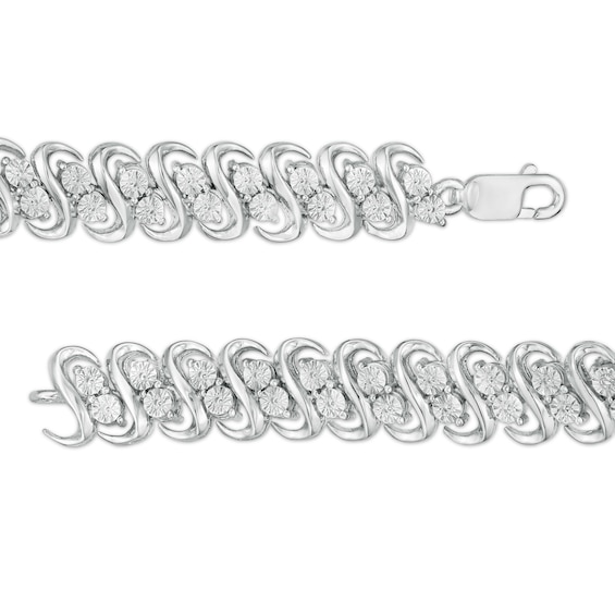 1/4 CT. T.w. Diamond Double Row S-Link Bracelet in Sterling Silver - 7.25"