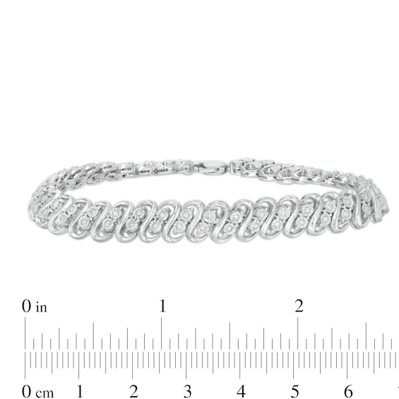 1/4 CT. T.w. Diamond Double Row S-Link Bracelet in Sterling Silver - 7.25"