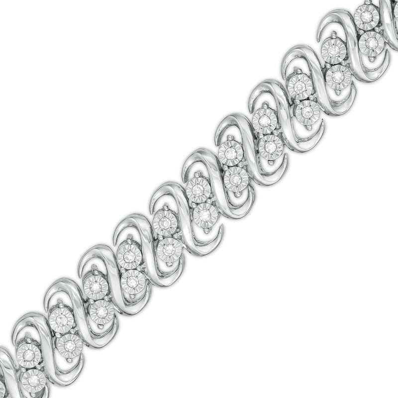 Main Image 1 of 1/2 CT. T.W. Diamond Double Row S-Link Bracelet in Sterling Silver - 7.25"