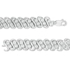 Thumbnail Image 3 of 1/2 CT. T.W. Diamond Double Row S-Link Bracelet in Sterling Silver - 7.25"
