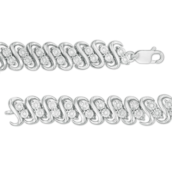 1/2 CT. T.w. Diamond Double Row S-Link Bracelet in Sterling Silver - 7.25"