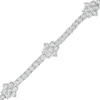 Thumbnail Image 0 of 1 CT. T.W. Diamond Flower Station Bracelet in Sterling Silver - 7.25"