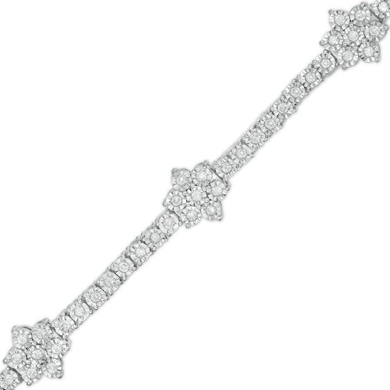 1 CT. T.w. Diamond Flower Station Bracelet in Sterling Silver - 7.25"