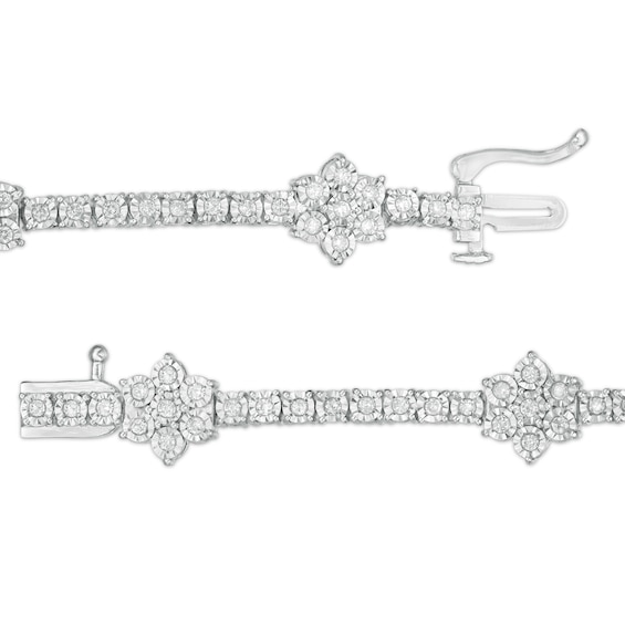 1 CT. T.w. Diamond Flower Station Bracelet in Sterling Silver - 7.25"