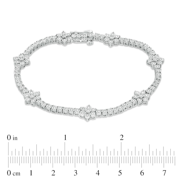1 CT. T.w. Diamond Flower Station Bracelet in Sterling Silver - 7.25"