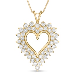 3 CT. T.W. Diamond Sunburst Frame Heart Pendant in Sterling Silver with 14K Gold Plate