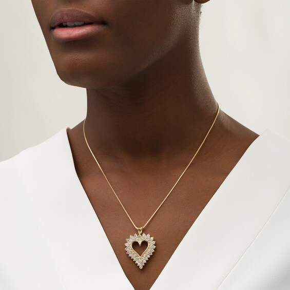 3 CT. T.w. Diamond Sunburst Frame Heart Pendant in Sterling Silver with 14K Gold Plate