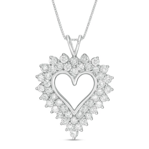 3 CT. T.W. Diamond Sunburst Frame Heart Pendant in Sterling Silver 3 CT. T.W. Diamond Sunburst Frame Heart Pendant in Sterling Silver