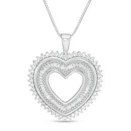 1 CT. T.W. Diamond Shadow Heart Pendant in Sterling Silver